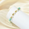 Round Natural Amazonite & Cultured Freshwater Pearl & Brass Beaded Stretch Bracelets for Women BJEW-JB14060-01-2