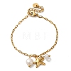 Natural Quartz Crystal & Fresheater Pearl & Starfish Charm Bracelets BJEW-K237-06G-03-1