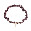 Natural Gemstone Chip & Cube Non-magnetic Synthetic Hematite Beaded Stretch Bracelets BJEW-JB10630-02-3