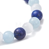 Dyed Natural Quartz & Sesame Jasper Beaded Stretch Bracelets for Women Men BJEW-JB13403-4