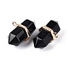 Natural Obsidian Double Terminal Pointed Pendants G-N345-09J-2