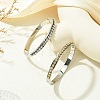 2Pcs 2 Colors Brass Crystal Rhinestone and 201 Stainless Steel Hinged Cuff Bangle Sets BJEW-JB14320-1