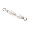 3Pcs 3 Styles Natural Cultured Freshwater Pearl Rice Beaded Links Connector Charms PALLOY-JF04914-01-4