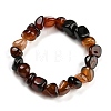 Dyed & Heated Natural Agate Nugget Beaded Stretch Bracelets BJEW-H238-01E-1