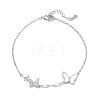 Brass Micro Pave Clear Cubic Zirconia White Butterfly Link Bracelets KK-CBA6980-21P-4