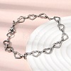 304 Stainless Steel Heart Link Chain Bracelet & Necklace Jewelry Sets SJEW-L199-13P-3