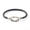 Braided Imitation Cowhide Leather Cord Bracelets for Couple BJEW-JB06443-34