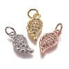 Brass Micro Pave Clear Cubic Zirconia Charms ZIRC-G153-25-1