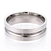 201 Stainless Steel Grooved Finger Ring Settings STAS-WH0039-12H-P-1