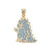 Brass Micro Pave Cubic Zirconia Pendants KK-E111-45F-G-1