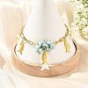 Ocean Alloy Fish Multi-Charm Bracelets with Natural Larimar Chip Beads BJEW-JB14272-2