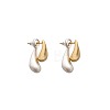 Brass Two Tone Teardrop Dangle Stud Earrings FS-WG19080-01-6