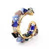Glass Chip Beads Cuff Ring for Teen Girl Women RJEW-JR00398-3