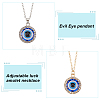 2Pcs 2 Colors Blue Plastic Evil Eye with Crystal Rhinestone Pendant Necklaces Set NJEW-AN0001-25-3