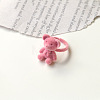 Bear Adjustable Zinc Alloy Flocking Finger Rings for Women FS-WG501E4-04-1