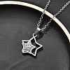 304 Stainless Steel Crystal Rhinestone Double Star Pendant Cable Chain Necklaces NJEW-Z056-02B-P-2