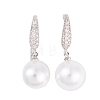 Rack Plating Brass Cubic Zirconia ABS Pearl Earring Hooks EJEW-S219-17P-1