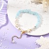 Beachy Natural white Jade Chip Beads & Synthetic Turquoise Charm Bracelets BJEW-JB14140-4