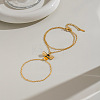 304 Stainless Steel Enamel Yellow Bee Double Layer Hand Chain Ring Bracelets for Women PB5833-4