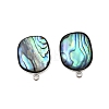 304 Stainless Steel Pave Natural Paua Shell Stud Earring Findings STAS-Z125-07P-1