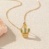 Cinco de Mayo Brass Micro Pave Cubic Zirconia Cactus Pendant Necklaces FS-WG8A002-06-1