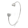 Heart Clear Cubic Zirconia Cuff Bangles BJEW-Z072-01P-1