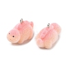 Flocking Opaque Resin Pendants RESI-F064-A09-2