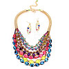 Alloy & Acrylic & Glass Multilayer Necklaces & Dangle Earrings Sets FS-WGC2698-02-1