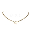 White Round Shell Pearl Pendant 304 Stainless Steel Mixed Chain Necklaces for Women NJEW-JN06101-2