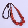 Ethnic Style Porcelain Round Graduated Beaded Waxed Cord Necklaces for Women FS-WG62C5E-01-1
