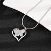 304 Stainless Steel Micro Pave Clear Cubic Zirconia Butterfly Heart Pendant Pet Urn Ashes Necklaces LS-NJEW-S455-10P-3