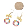 Bowknot with Ring Dyed & Heated Natural Agate Dangle Earrings EJEW-JE06839-01-4