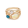 Alloy Multi-Moonstone Finger Rings for Women FS-WG1D73B-02-2