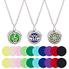 3Pcs 3 Styles Stainless Steel Hollow Essential Oil Diffuser Locket Pendant Necklaces NJEW-HS0001-26B-1