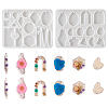 2Pcs 2 Style DIY Geometrical/Irregular Shape Pendants Silicone Molds DIY-TA0004-58-2