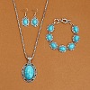 Alloy with Synthetic Turquoise Pendant Necklaces & Link Bracelets & Dangle Earring Sets WGBFEA3-13-1