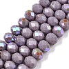 Electroplate Opaque Solid Color Glass Beads Strands EGLA-A044-P8mm-L13-1