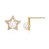 Star & Moon Brass Micro Pave Clear Cubic Zirconia Stud Earrings PEAR-N020-JY03-3