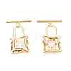 Brass Micro Pave Clear Cubic Zirconia Toggle Clasps KK-N254-137G-3