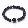 Natural Lava Rock Beaded Stretch Bracelets BJEW-JB02618-01-1
