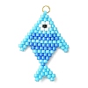304 Stainless Steel & Cylinder Seed Beads Glass Pendants PALLOY-MZ01441-01-1