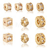 10Pcs 5 Styles Brass Clear Cubic Zirconia Beads KK-SW0001-02-1