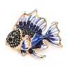 Golden Alloy Rhinestone Lapel Pin Brooches JEWB-K041-04KCG-02-1