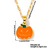 Stainless Steel Enamel Halloween Pumpkin Pendant Dapped Chain Necklaces DR6238-3