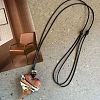Adjustable Alloy Wood Pendant Black Waxed Cord Necklaces for Women WG305B3-02-1