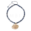 Ocean Electroplated Natural Scallop Shell Pendant Natural Mixed Stone Rondelle Braided Bead Necklaces NJEW-JN06445-5