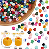 Spray Painted Wooden Beads WOOD-PA0001-53B-2