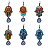 6Pcs Hamsa Hand DIY Diamond Painting Pendant Decoration Kits DIAM-PW0002-26B-1