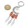 Alloy Moon with Feather Pendant Decorations HJEW-TA00068-2
