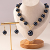 Plastic Imitation Pearl Round Beaded Pendant Necklaces & Dangle Earrings Sets for Women WGE733F-02-1